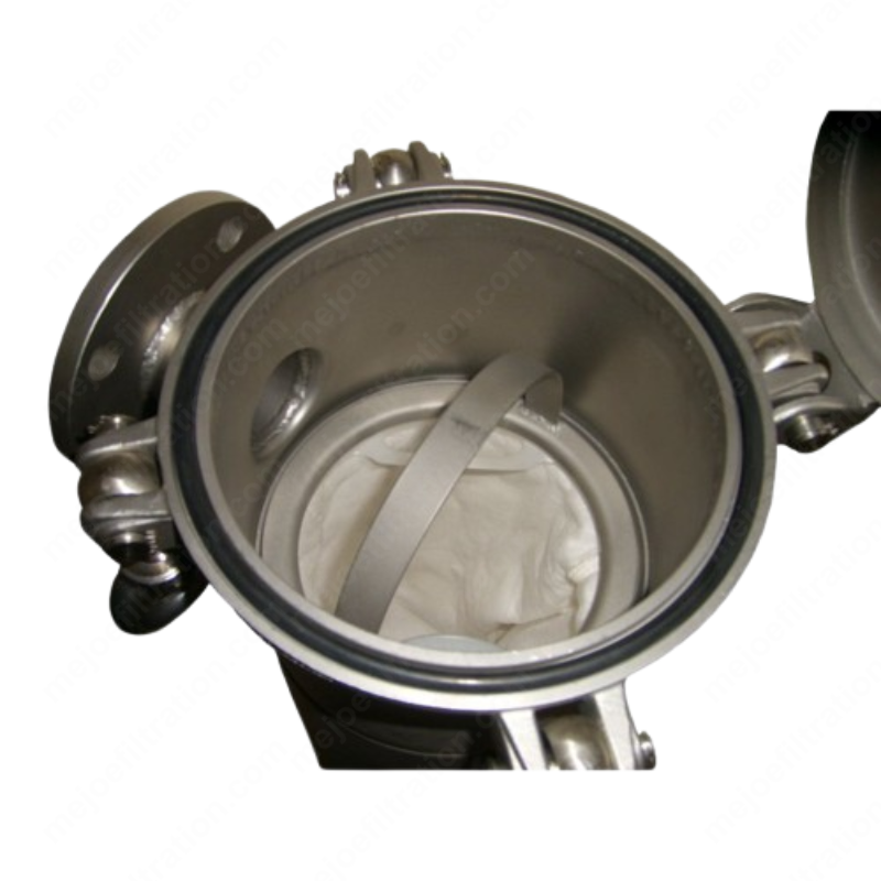 Stainless steel single bag filter housing side-in, side view